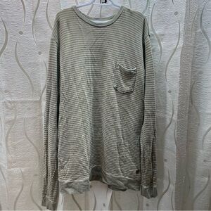 Billabong Shirt Men XXL Gray White Good Striped Long Sleeve Surfplus Crewneck